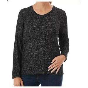 MEMBER'S Mark Long Sleeve Cozy Top Relaxed Fit Crew Neck Black Medium NWT